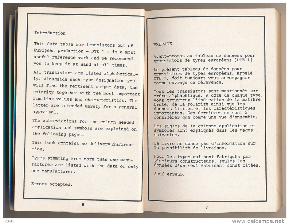 Livre Technique : Datentabelle Transistoren, Caractéristique Transistor, Europa, Band 1 En 4 Langues, 227 Pages - Audio-video