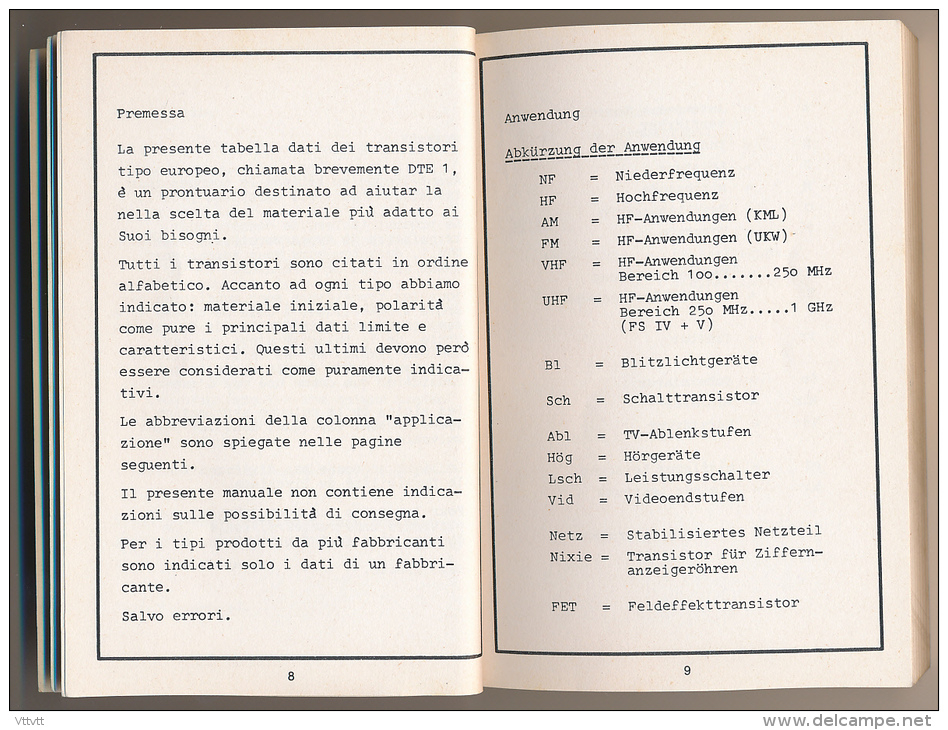 Livre Technique : Datentabelle Transistoren, Caractéristique Transistor, Europa, Band 1 En 4 Langues, 227 Pages - Audio-video