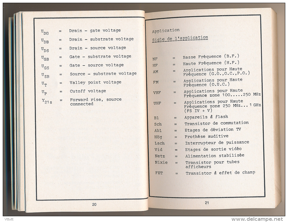 Livre Technique : Datentabelle Transistoren, Caractéristique Transistor, Europa, Band 1 en 4 langues, 227 pages