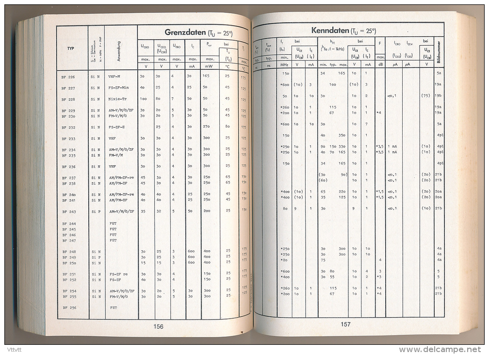 Livre Technique : Datentabelle Transistoren, Caractéristique Transistor, Europa, Band 1 en 4 langues, 227 pages