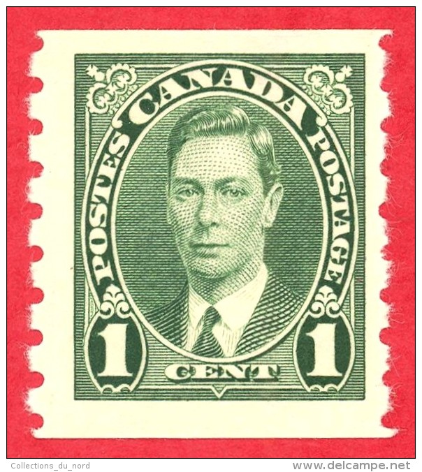 Canada #  238 - 1 Cent - Mint  - Dated  1937 - George VI Coil Stamp / George VI Timbre En Bobine - Neufs