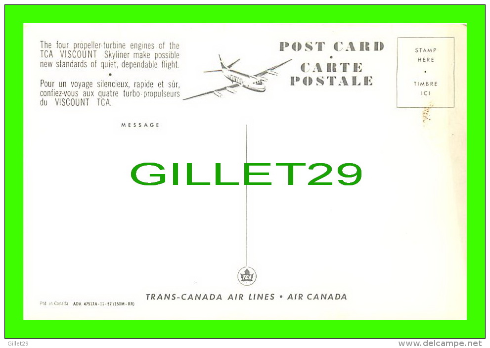 AVIONS - AIRPLANE - TCA'S TURBO-PROP VISCOUNT SKYLINER  CF-1GW 605 - TRANS-CANADA AIR LINES - - 1946-....: Moderne