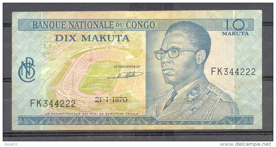 Congo Ex Belgian Congo  Kongo 10 Makuta 1970  XF - Autres - Afrique