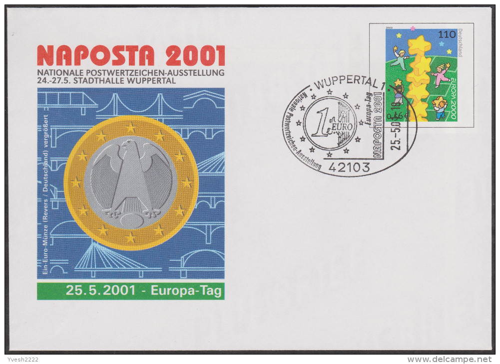Allemagne 2001. Privatganzsache, Entier Postal Timbré Sur Commande. Europa 2000, Pièce De 1 € - 2000