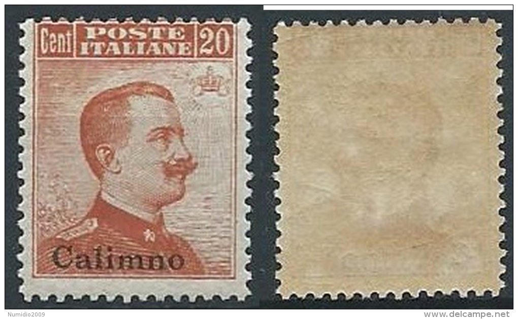 1917 EGEO CALINO EFFIGIE 20 CENT SENZA FILIGRANA MNH ** - ED924 - Egée (Calino)