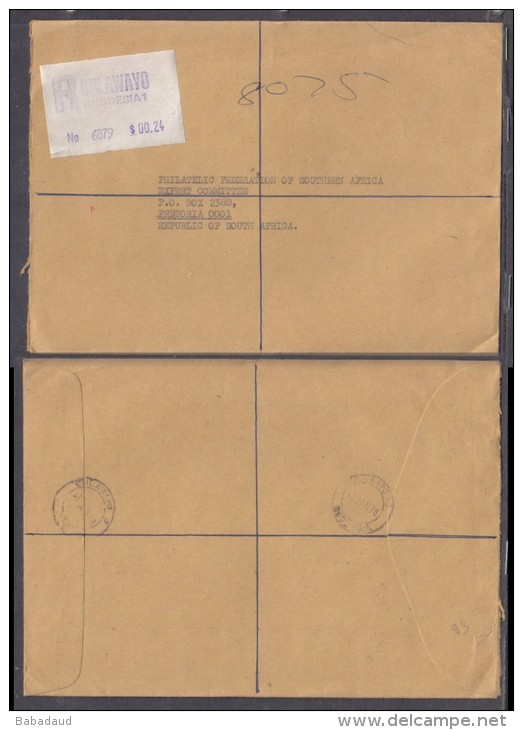 Rhodesia:1978 Registered Air Cover, 24c Registration Label Franking, BULAWAYO  RHODESIA 1  To Pretoria, - Rhodesia (1964-1980)