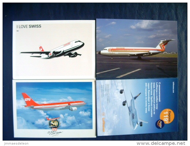 4 Postcards On Planes - Switzerland - Kazakhstan - 1946-....: Moderne