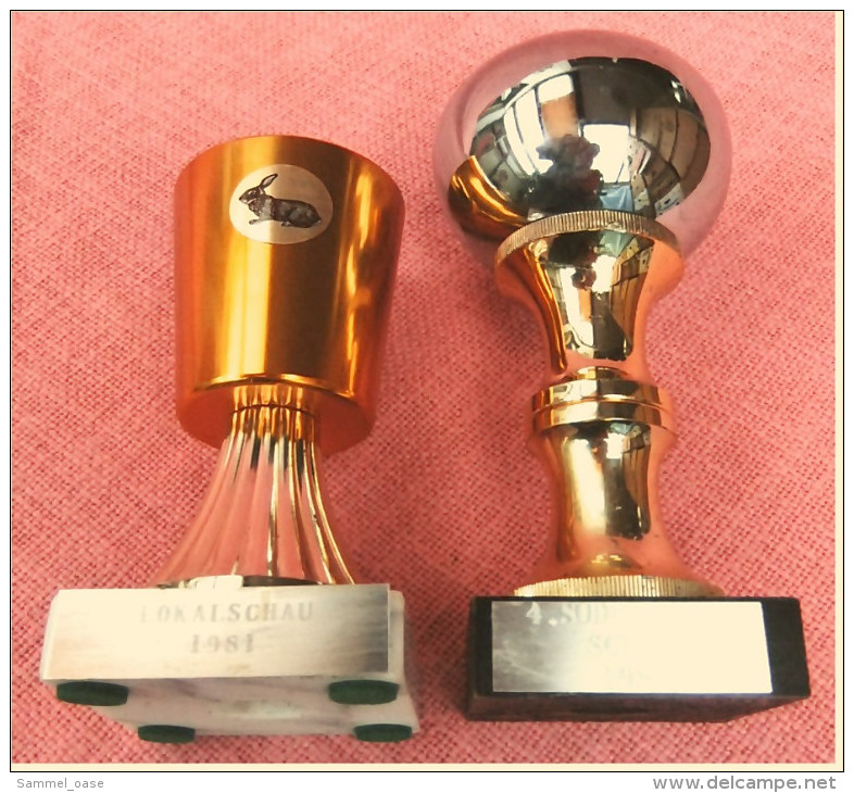2 X Pokal Kaninchen-Zucht-Verein  -  Ca. 15 Cm Und 18 Cm Länge  -  Von 1981 - Sonstige & Ohne Zuordnung