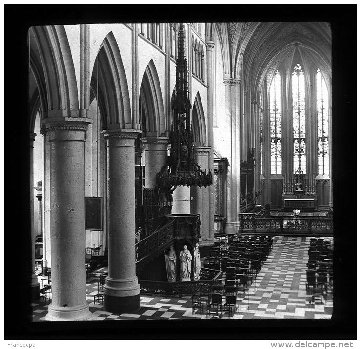 V1272 - BELGIQUE - LIEGE - Chaire De La Cathédrale - Plaque Photo Originale à Ne Pas Manquer - Plaques De Verre