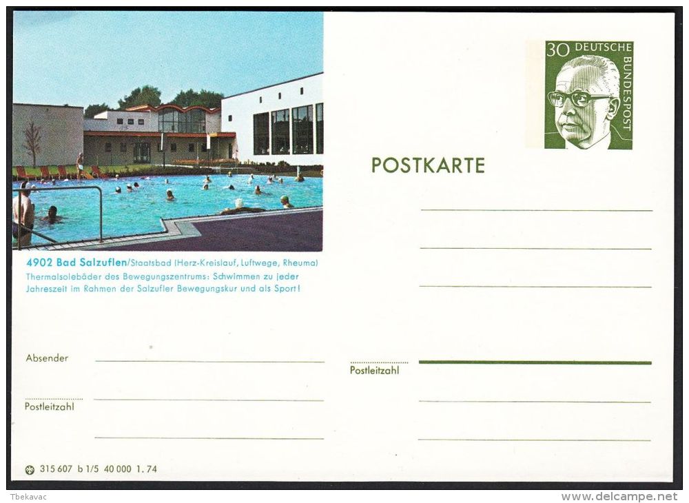 Germany 1974, Illustrated Postal Stationery "Bad Salzuflen", Ref.bbzg - Illustrated Postcards - Mint