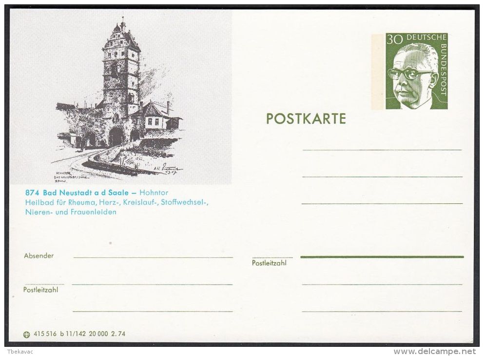 Germany 1974, Illustrated Postal Stationery "Bad Neustadt", Ref.bbzg - Illustrated Postcards - Mint