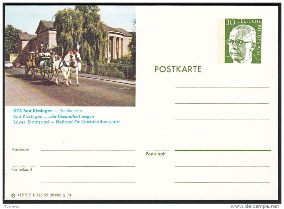 Germany 1974, Illustrated Postal Stationery "Bad Kissingen", Ref.bbzg - Illustrated Postcards - Mint