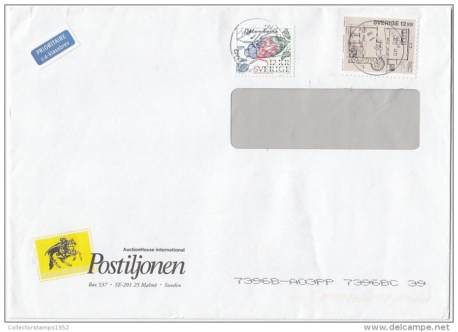 204FM- STAMPS, NICE FRANKING ON COVER, BEETLE, ARCHITECTURE, 2013, SWEDEN - Lettres & Documents