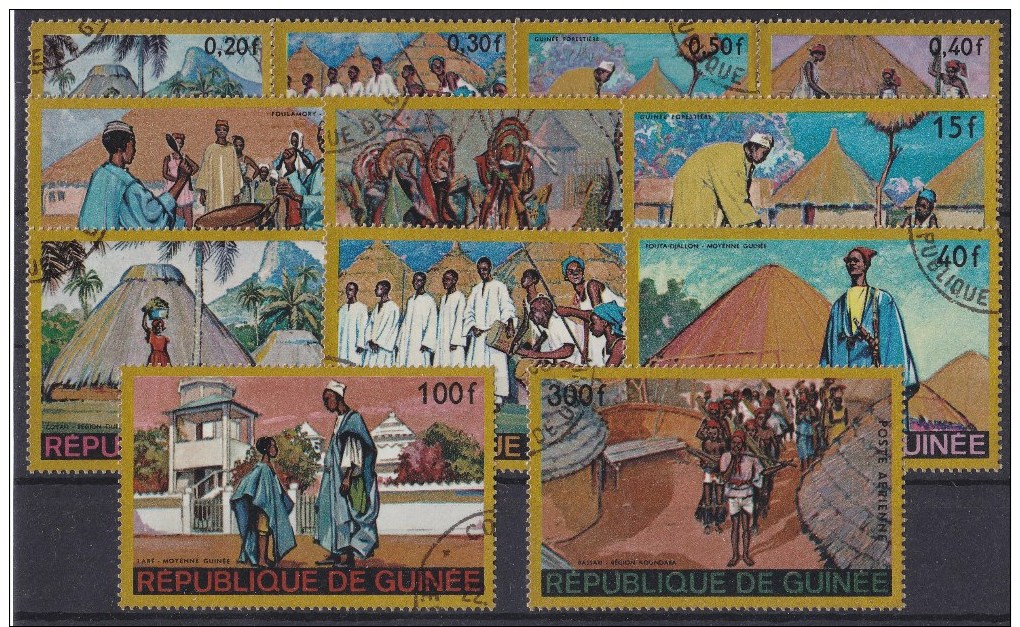 Guinea Rep. Mi. 468-79 Cto., Einheimische Trachten Und Gebräuche - Guinea (1958-...)