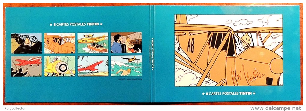 CPM Tintin : Hergé - Série Des Avions - étui Pour Ranger Les 8 Cartes De La Série - Bandes Dessinées
