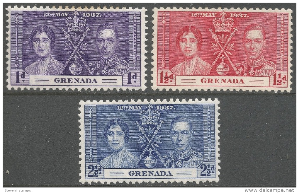 Grenada. 1937 KGVI Coronation. MH Complete Set. SG149-51 - Grenada (...-1974)