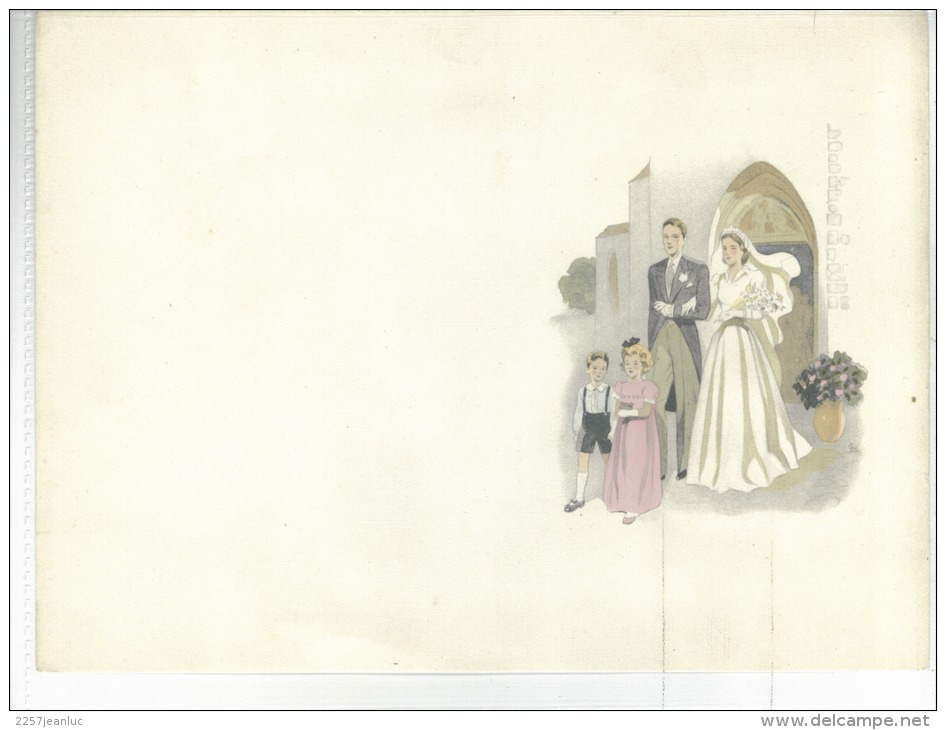 Lito Sur Papier Carton   Ou Fair Part De Mariage Année 1950 Format  21x15 Cm - Before 1900