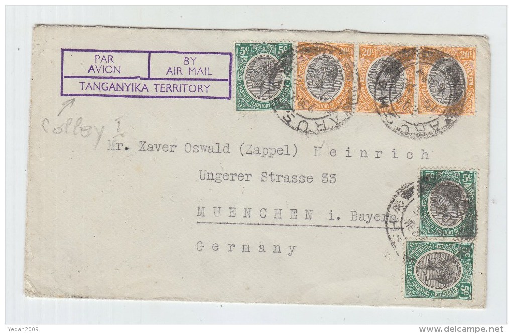 Tanganyika/Germany AIRMAIL COVER 1934 - Tanganyika (...-1932)