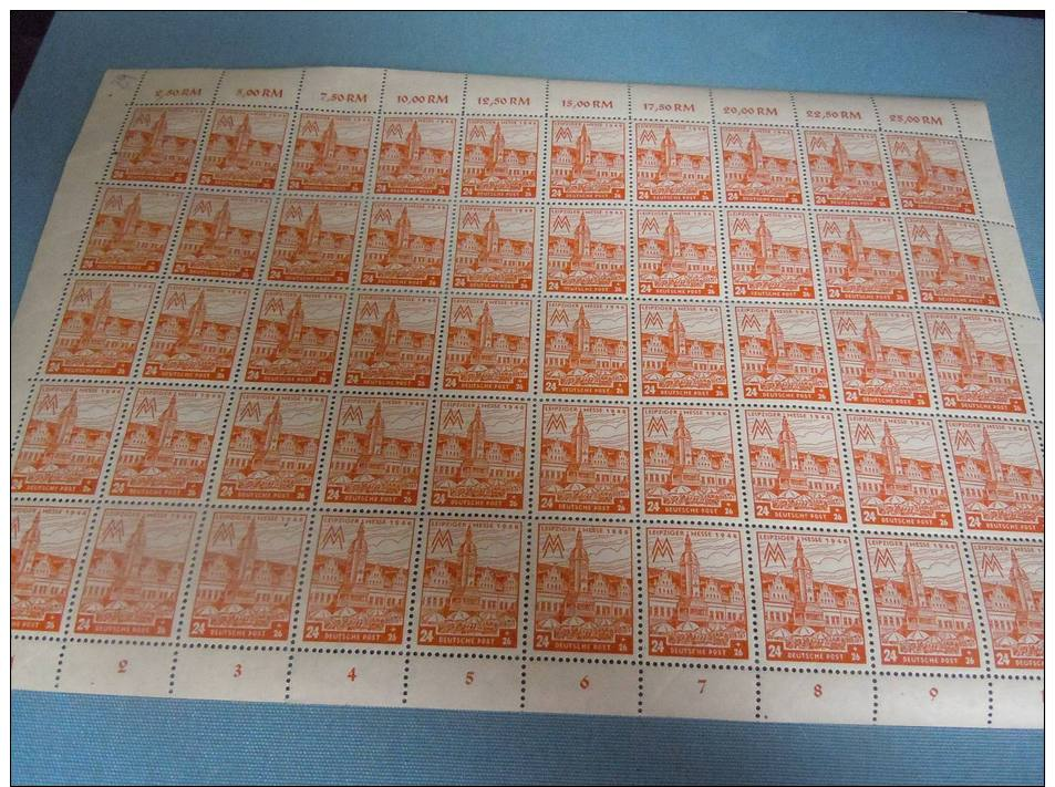 Feuille De 50 Timbres De 24 +26 Pfennig, Deutsche Post Leipziger Messe 1946 - Autres & Non Classés