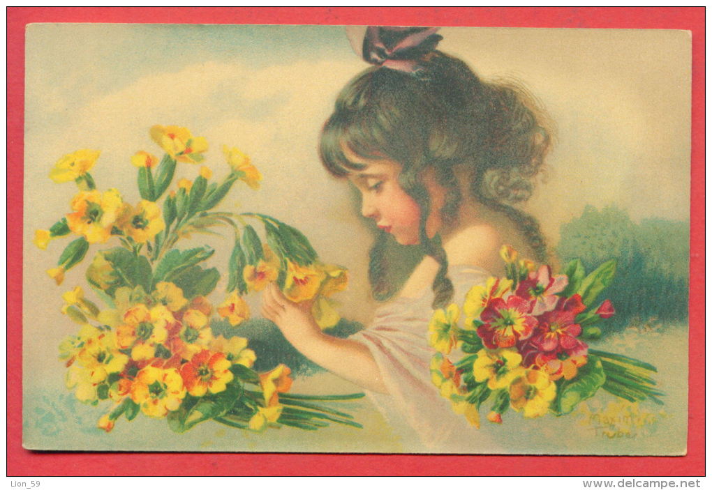 152125 / Artist  Art Maxim Trübe - BEAUTIFUL GIRL WITH FLOWERS - 892 WENAU PASTELL - Trübe, Maxim