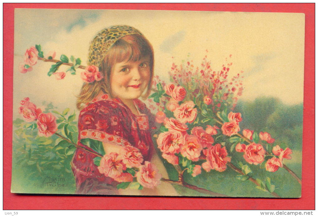 152126 / Artist  Art Maxim Trübe - BEAUTIFUL GIRL WITH FLOWERS - 893 WENAU PASTELL - Truebe, Maxim