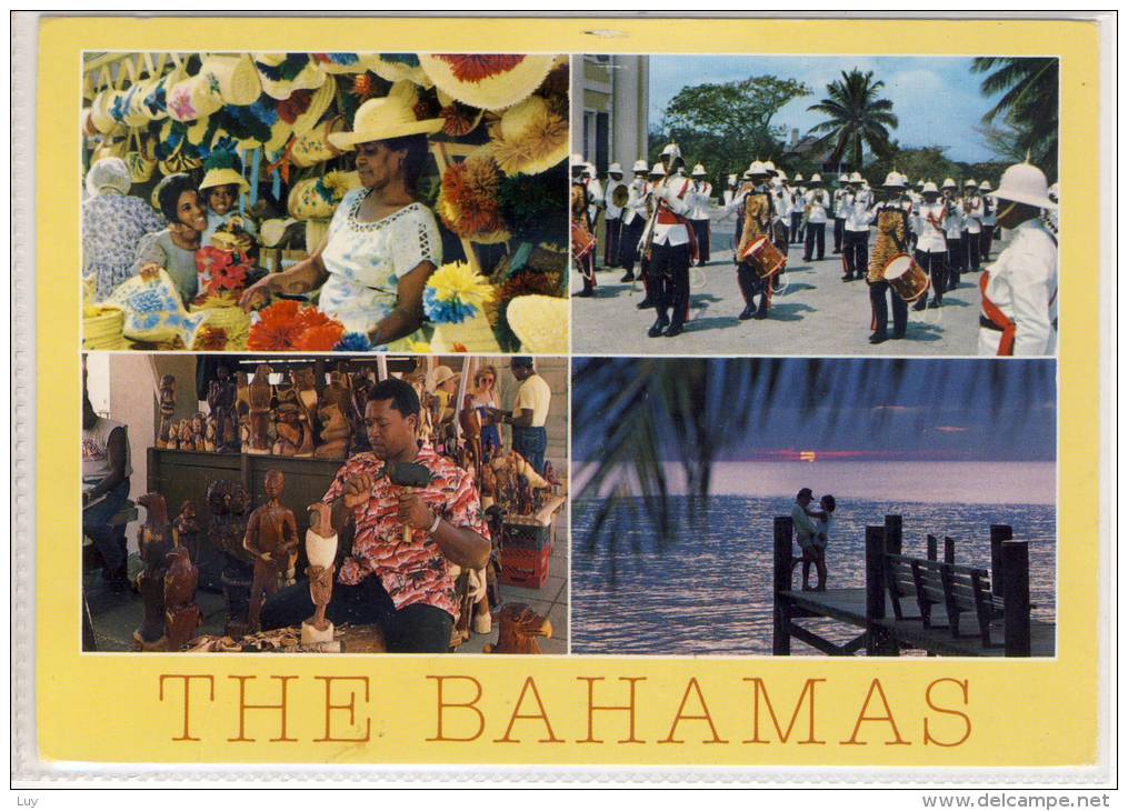 BAHAMAS - NASSAU, Multi View, Straw Market, Police Band, Colorful Sunset, Wood Carvings - Bahamas