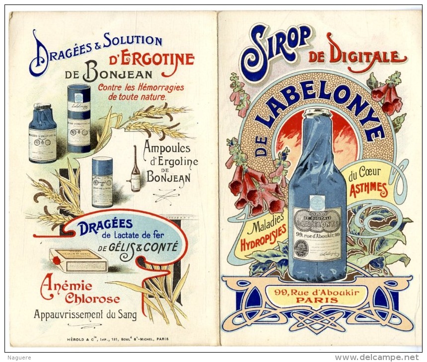 SIROP DE DIGITALE DE LABELONYE  PARIS  -  TRES BELLE ILLUSTRATION  -  2 VOLETS - Advertising