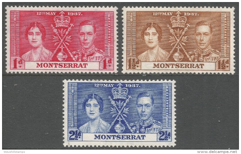 Montserrat. 1937 KGVI Coronation. MH Complete Set. SG 98-100 - Montserrat