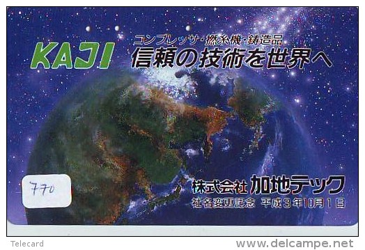 Télécarte Japon * MAP Carte Du Monde * GLOBE (770) SPACE * Mappemonde * Japan Phonecard * Telefonkarte * GLOBUS - Espace