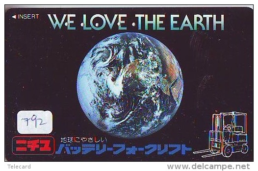 Télécarte Japon * MAP Carte Du Monde * GLOBE (792) SPACE * Mappemonde * Japan Phonecard * Telefonkarte * GLOBUS - Espace