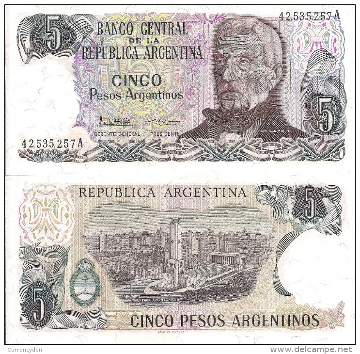 Argentina P312a. 5 Pesos, San Martin / Monument To The Flag, Rossario - Argentina