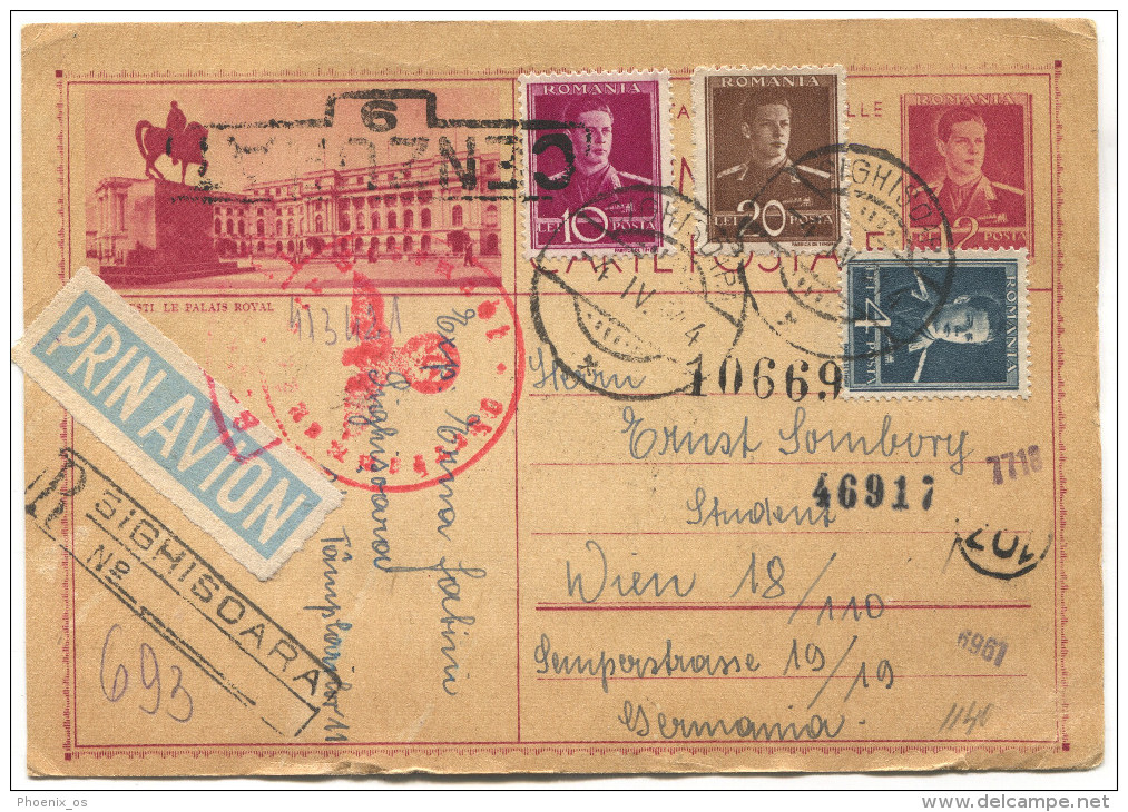 Romania, SIGHISOARA, WW2, 1944. Registered, Air Mail, Germany Censorship - 2. Weltkrieg (Briefe)