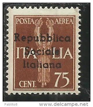 EMISSIONI LOCALI TERAMO 1944 SOPRASTAMPATO D´ ITALIA ITALY OVERPRINTED AEREA AIRMAIL CENT. 75 MNH - Emissions Locales/autonomes