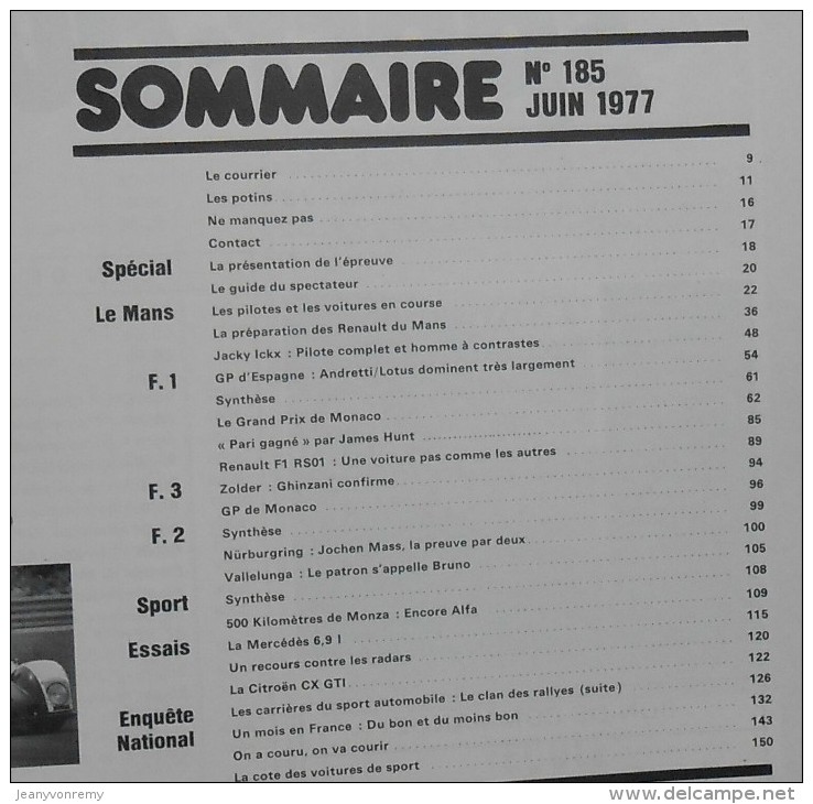 SPORT AUTO. N°185. JUIN 1977. MONACO.  SPECIAL LE MANS. LA F.1 RENAULT. - Sport