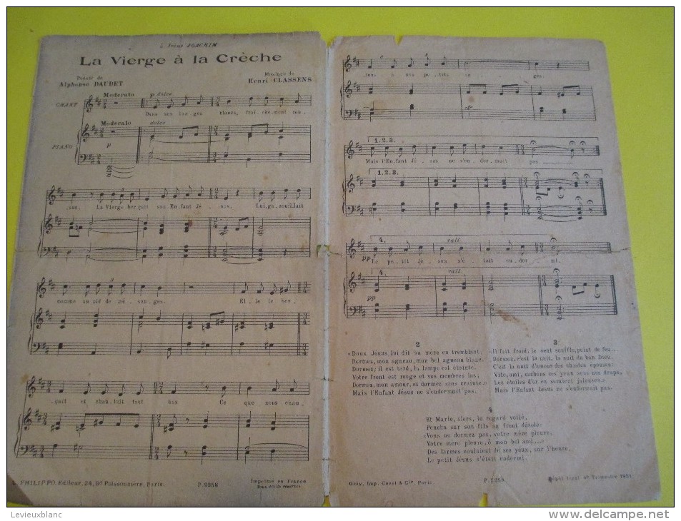 La Vierge à La Crêche/Alphonse Daudet/ Henri Classens  /1951     PART53 - Partitions Musicales Anciennes