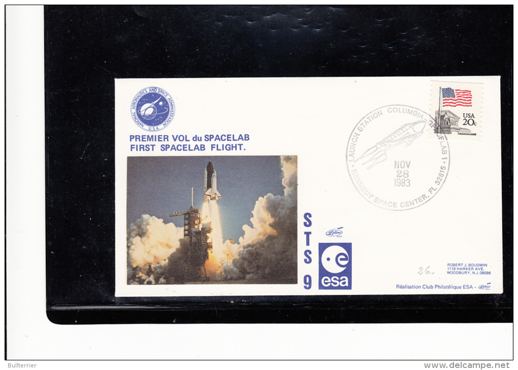 SPACE -   USA  - 1983- 1ST SPACELAB FLIGHT COVER WITH SPECIAL LAUNCH  POSTMARK FOR KENNEDY SPACE CENTRE - United States