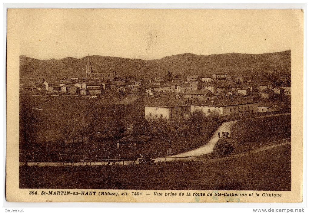 Cpa " Saint MARTIN En HAUT - Vue Prise De La Route De Ste Catherine Et Clinique " RARE - Ed. Delorme - Saint-Symphorien-sur-Coise