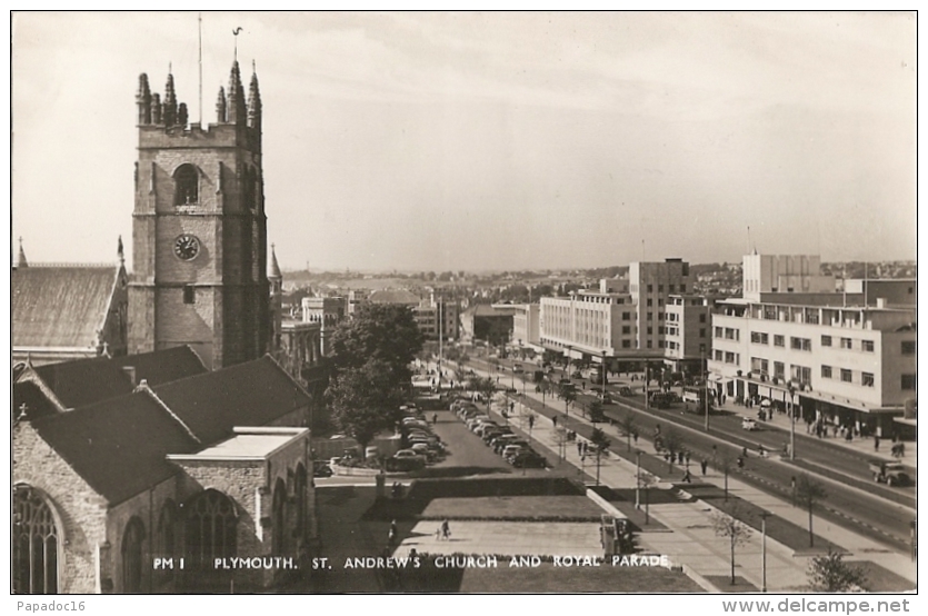 GB - Dev - Plymouth - St. Andrew's Church And Royal Parade - Real Photo Ed. Sellicks / Mason's Alpha Series N° PM 1 - Plymouth