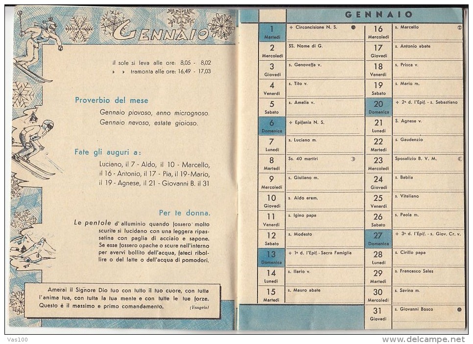 CALENDAR, AGENDA FOR 1957, ANGELS, 18 PAGES, ITALY - Autres & Non Classés