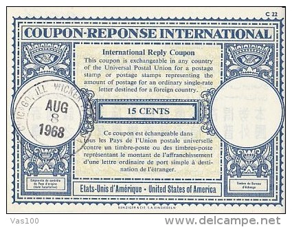 CHICAGO, REPLY COUPON, REPONSE, UPU, 1968, USA - Sonstige & Ohne Zuordnung