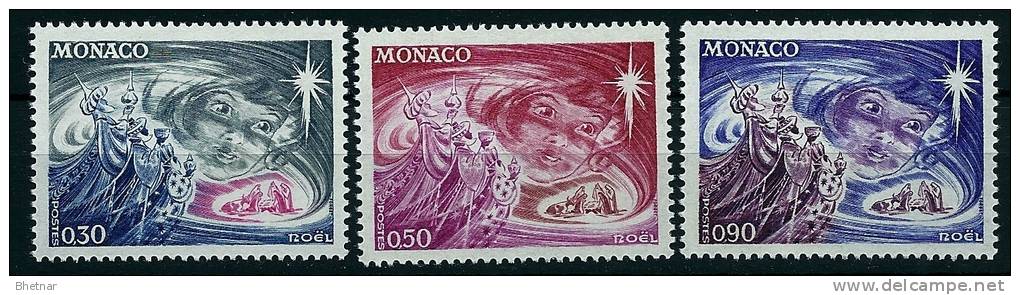 Monaco YT 900 à 902 " La Fête De Noël  3 TP "  1972 Neuf ** - Unused Stamps