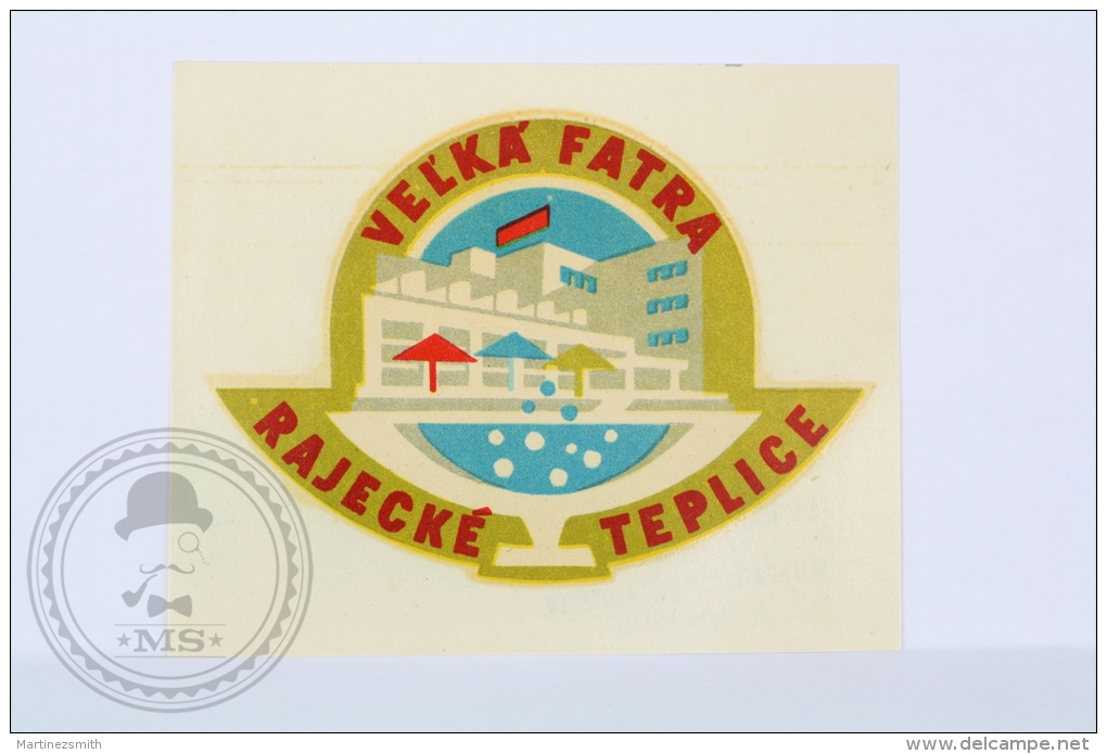 Hotel Velka Fatra, Rajecke, Teplice - Czechoslovakia - Original Hotel Luggage Label - Sticker - Hotel Labels