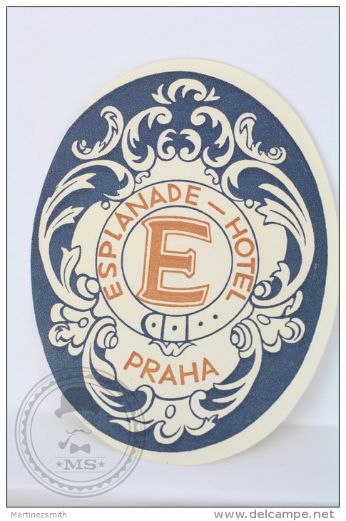 Hotel Esplanade, Praha - Czechoslovakia - Original Hotel Luggage Label - Sticker - Hotel Labels