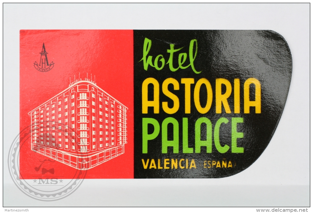 Hotel Astoria Palace, Valencia - Spain - Original Small Hotel Luggage Label - Sticker - Hotel Labels