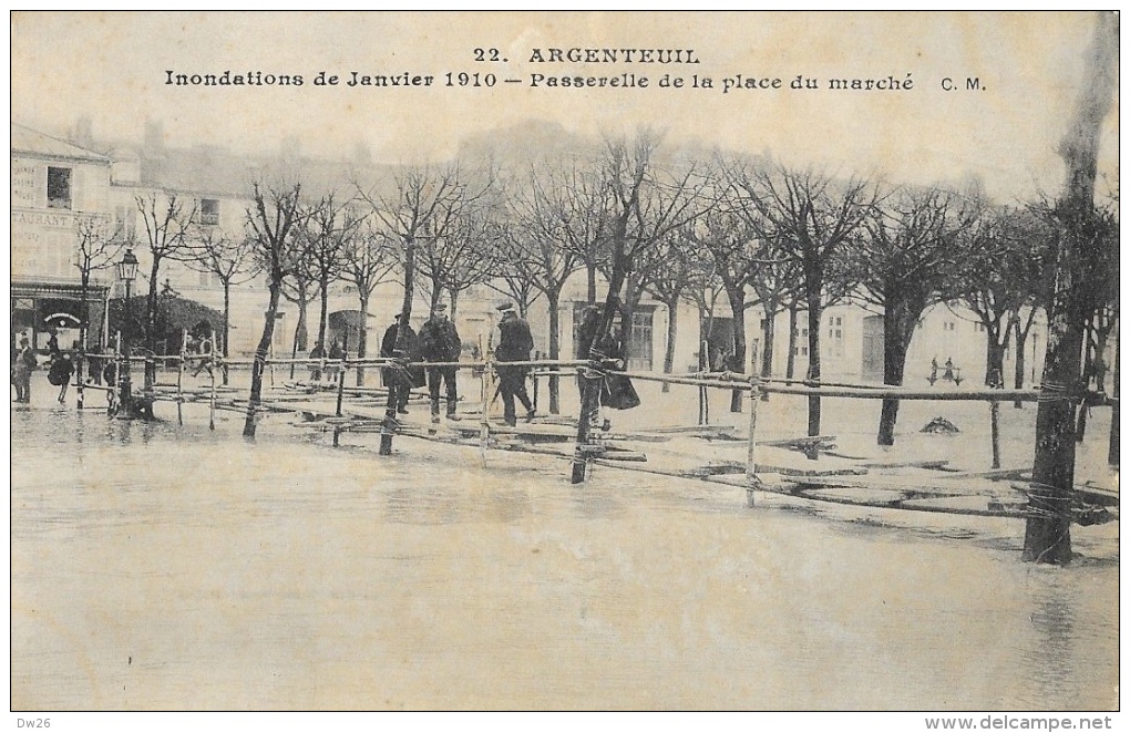 Argenteuil - Inondations De Janvier 1910 - Passerelle De La Place Du Marché - Carte Non Circulée - Überschwemmungen