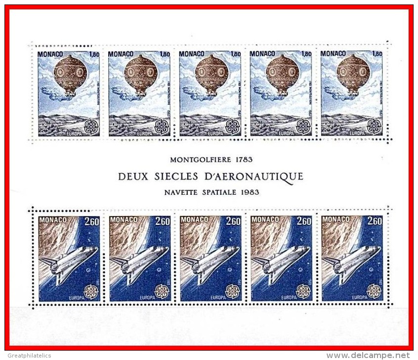 MONACO 1983 EUROPA-CEPT M/S MNH CV$20.00//40,00 €  SPACE, BALLOONS  (3ALL) - Collections