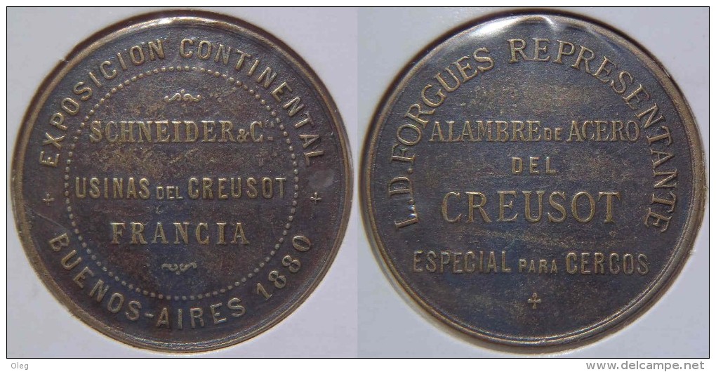 Bourgogne Saône-et-Loire Aciérie Usine Du Creusot Schneider & Compagnie Jeton Publicitaire 1880 - Professionnels / De Société