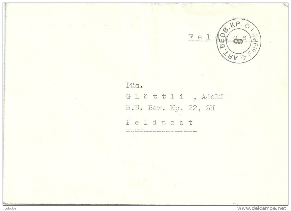 Feldpost Brief  "Art.Beob.Kp.8"          Ca. 1940 - Oblitérations