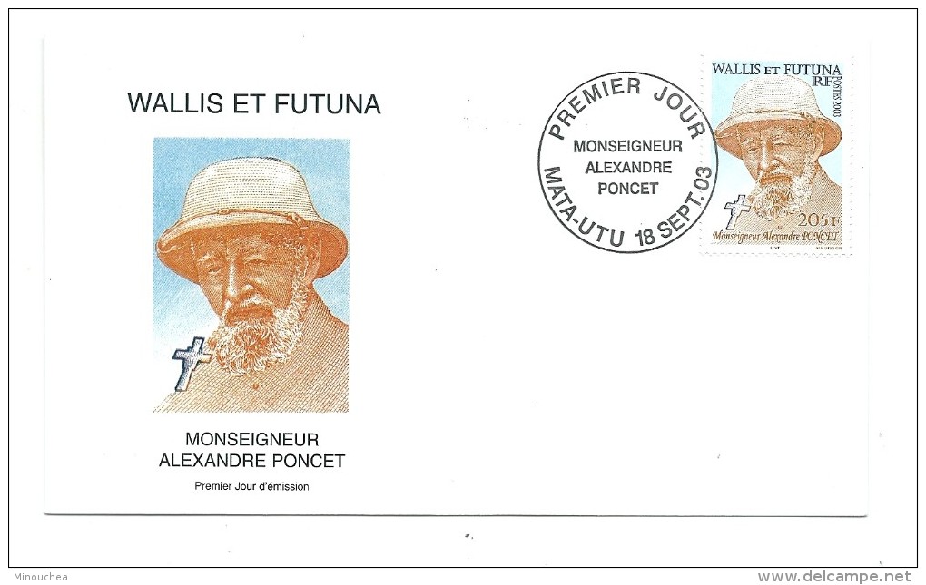 FDC Wallis Et Futuna - Monseigneur A. Poncet - Oblitération 18/09/2003 Mata-Utu (1er Jour) - FDC