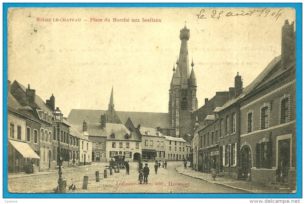 CPA 59 SOLRE-Le-CHÂTEAU Nord - Place Du Marché Aux Bestiaux ° Laffineur-Santin édit Hautmont - Solre Le Chateau